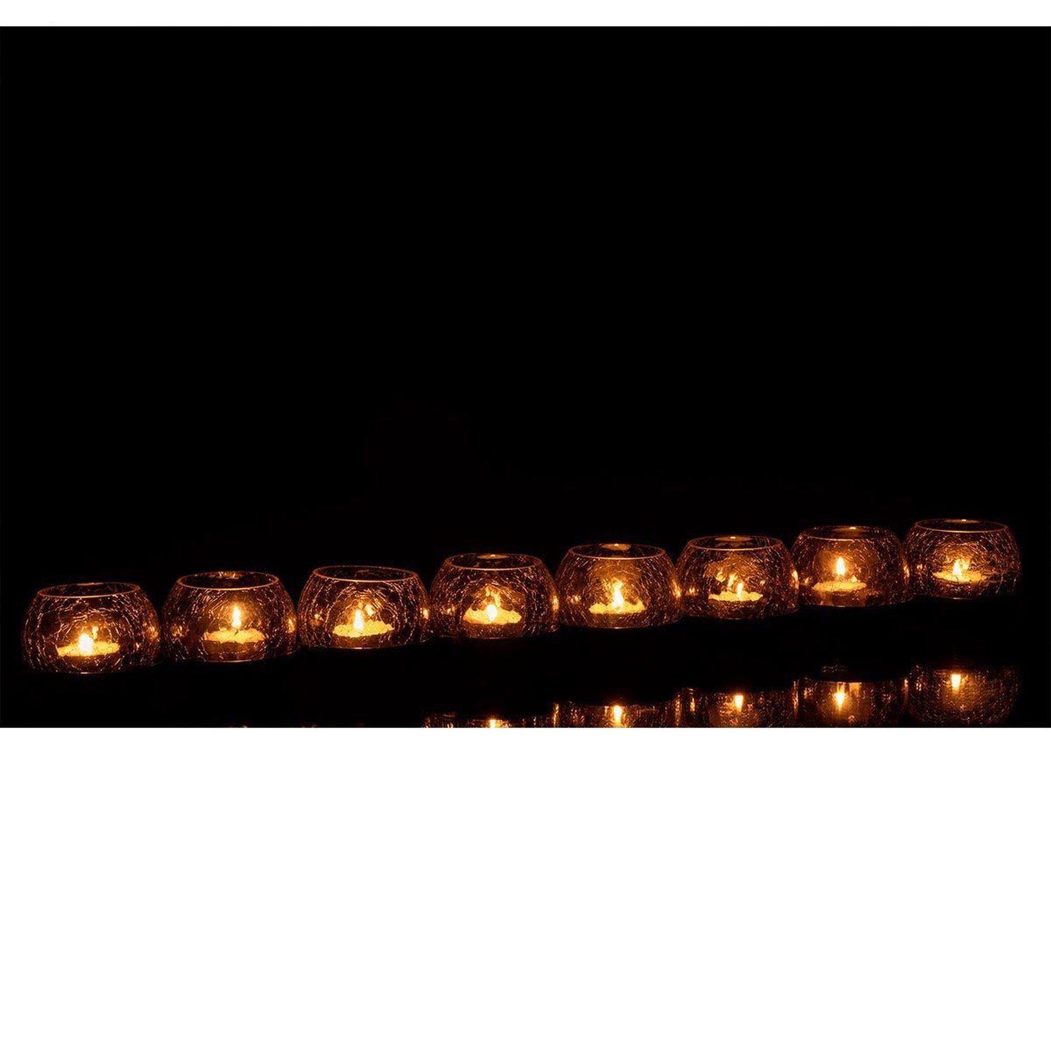 Voir la diapositive 3 : J-LINE Photophore Verre Craquelé  8 Boules  71cm Noir