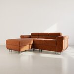 BEST MOBILIER Pablo - canapé d'angle gauche - 6 places - convertible avec coffre et têtières réglables - en velours côtelé. Coloris disponibles : Beige