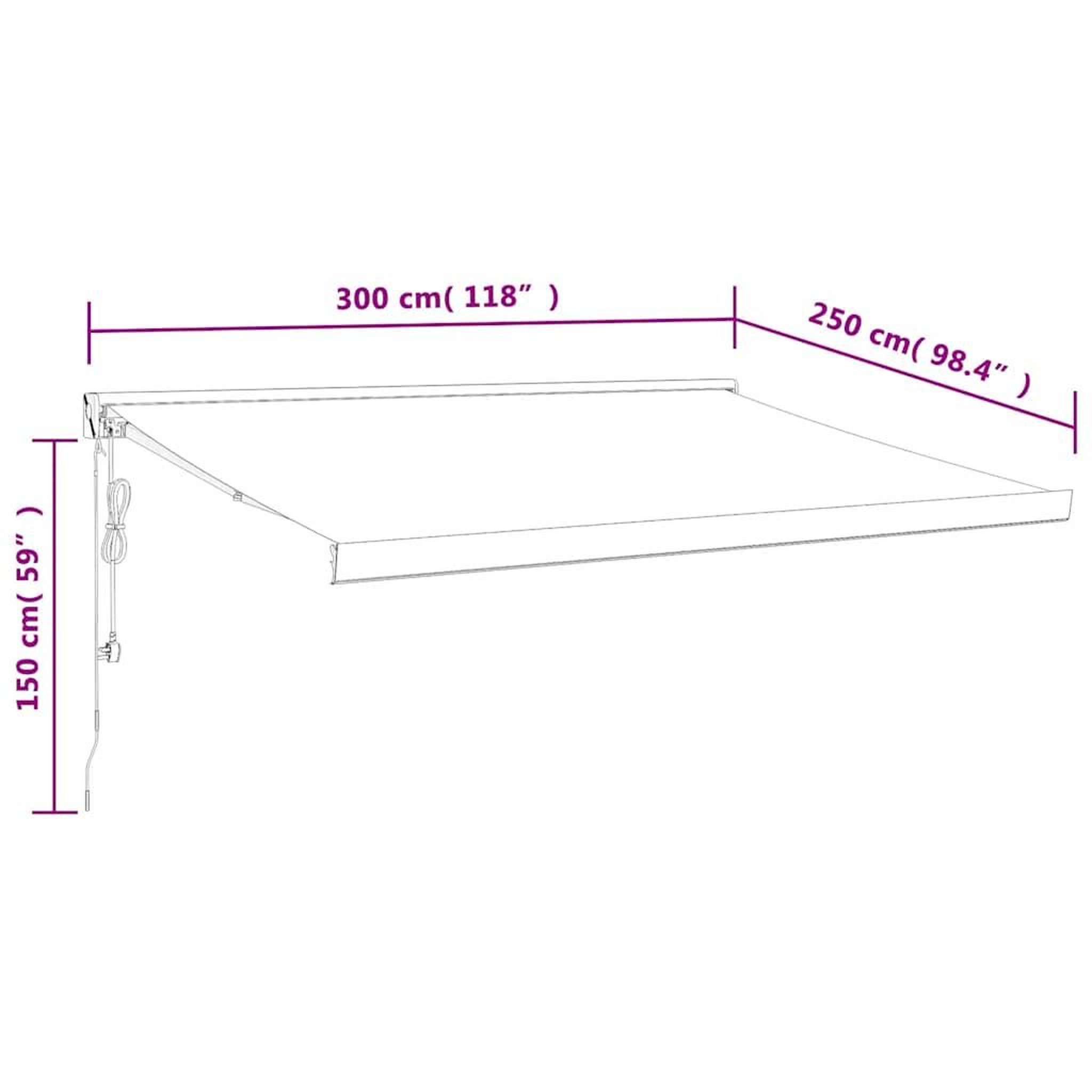 Voir la diapositive 6 : VIDAXL Auvent retractable jaune et blanc 3x2,5 m tissu et aluminium
