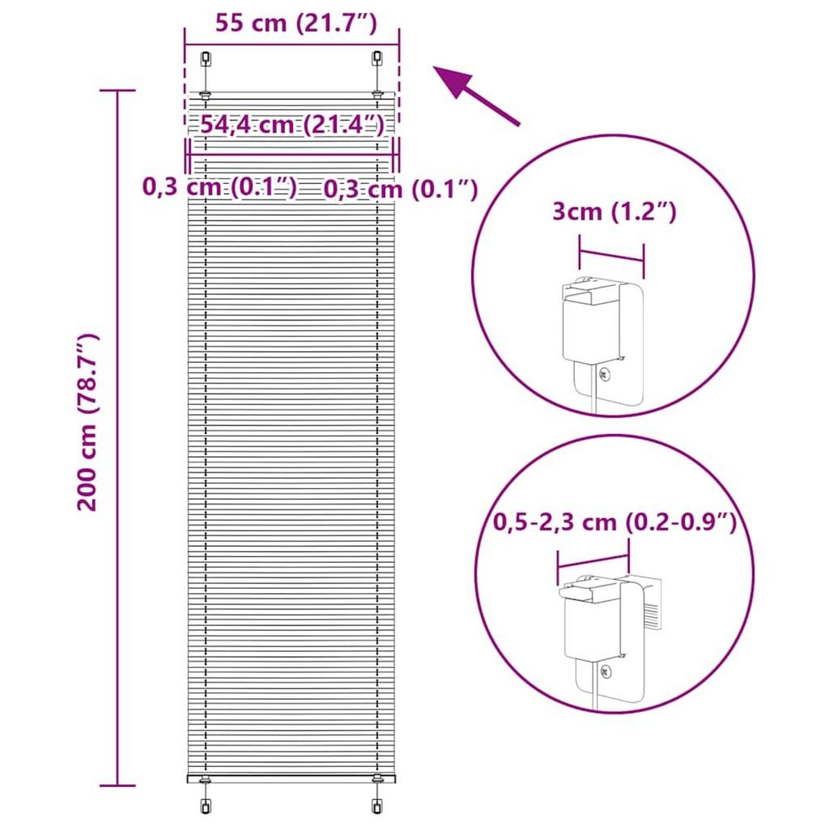 VIDAXL Store plisse vert petrole 55x200 cm largeur du tissu 54,4 cm