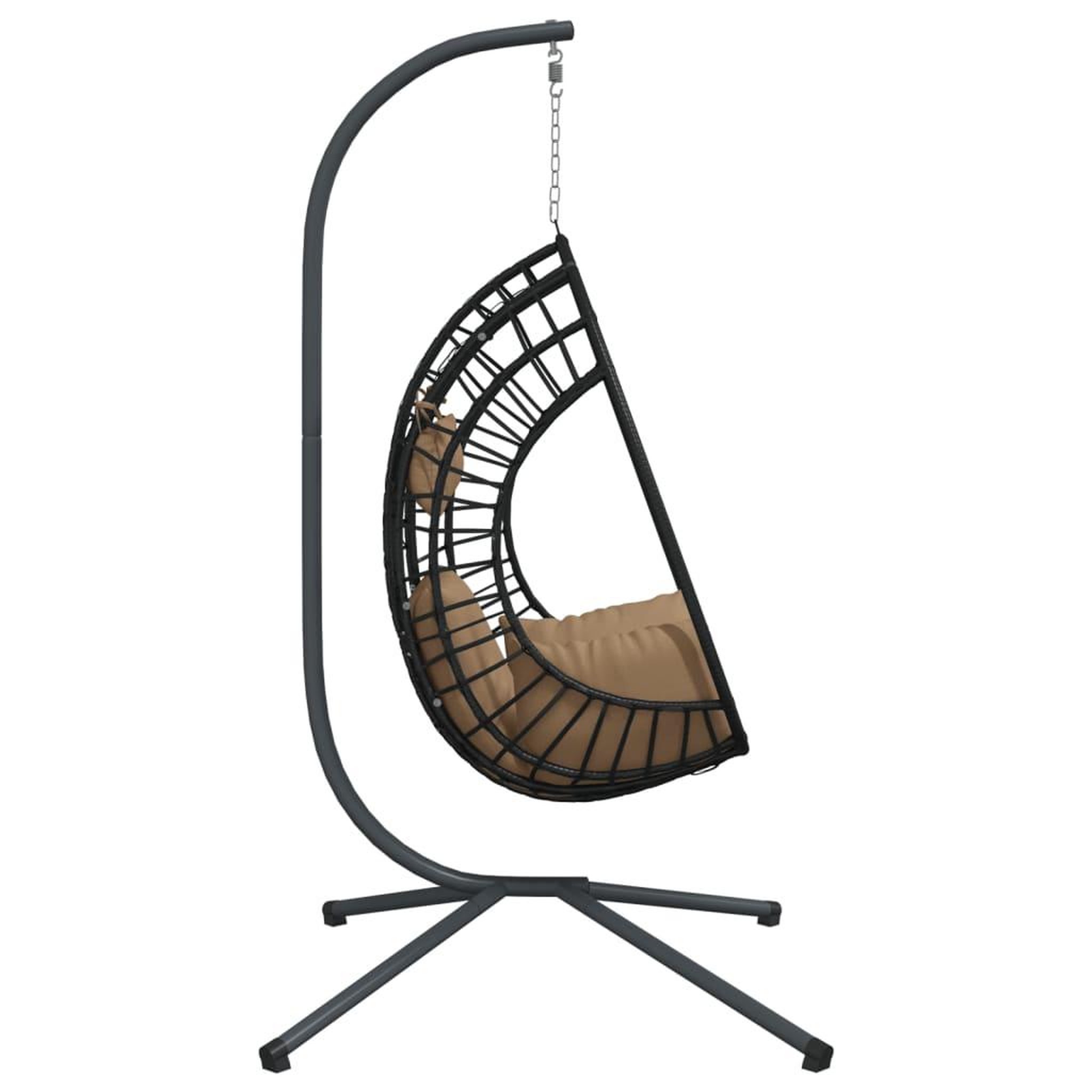 Voir la diapositive 5 : VIDAXL Chaise suspendue en forme d'œuf et support taupe rotin et acier