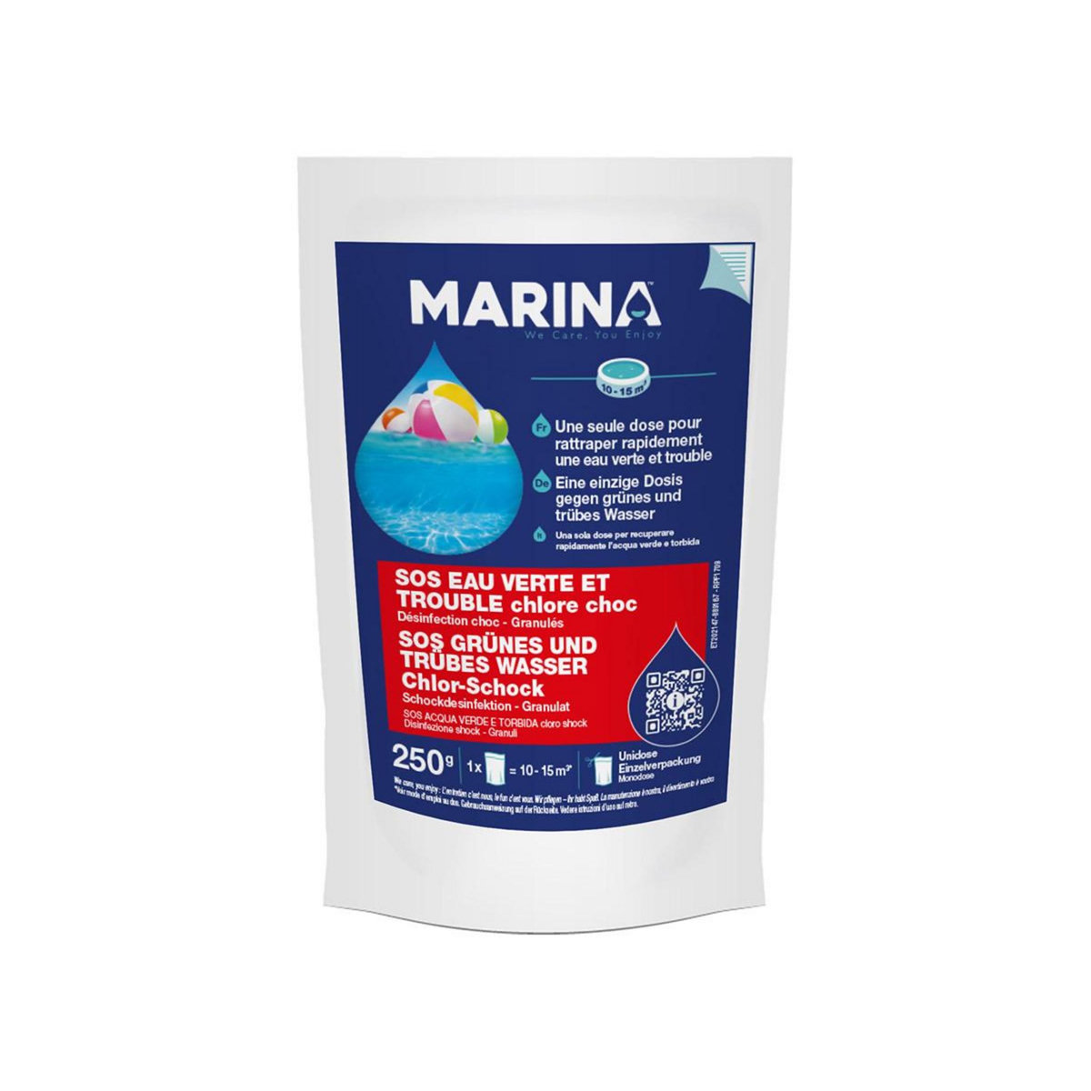 MARINA Chlore choc sachet unidose SOS eau verte et trouble pour 10 à 15 m³ - Marina