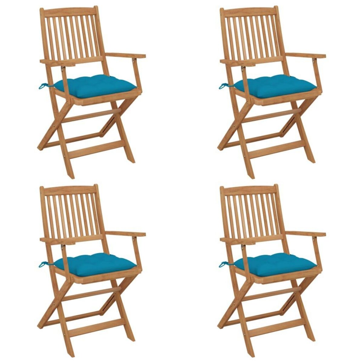 VIDAXL Chaises pliables de jardin lot de 4 avec coussins Bois d'acacia