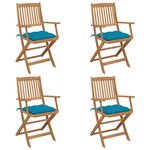VIDAXL Chaises pliables de jardin lot de 4 avec coussins Bois d'acacia