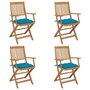Voir la diapositive 1 : VIDAXL Chaises pliables de jardin lot de 4 avec coussins Bois d'acacia