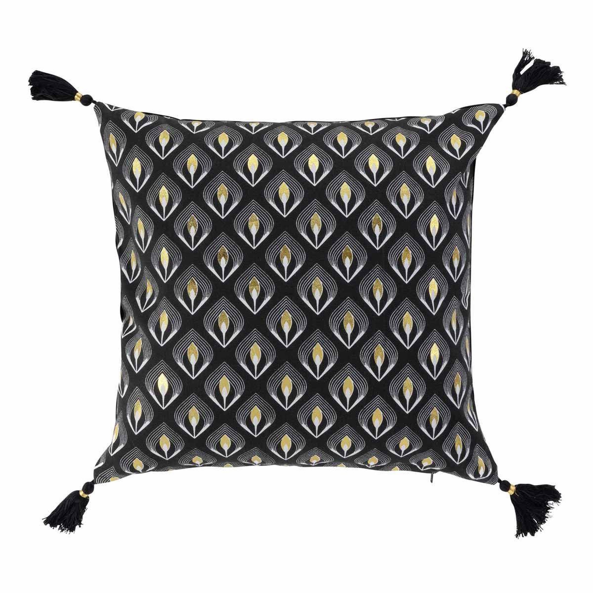 Douceur d'Intérieur Housse de coussin déco  noireor  40x40cm noir