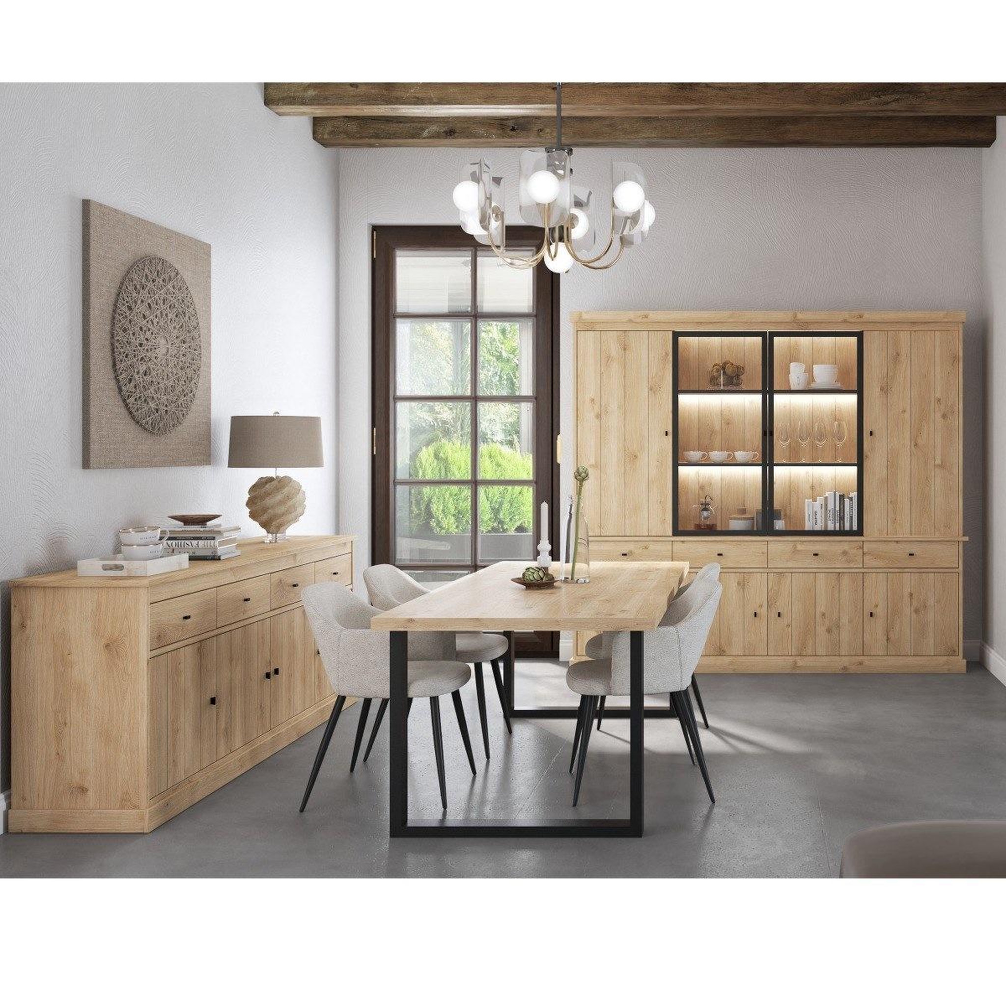 Voir la diapositive 4 : JLC KREATION Vaisselier 3 portes vitrées en bois VALENTINE