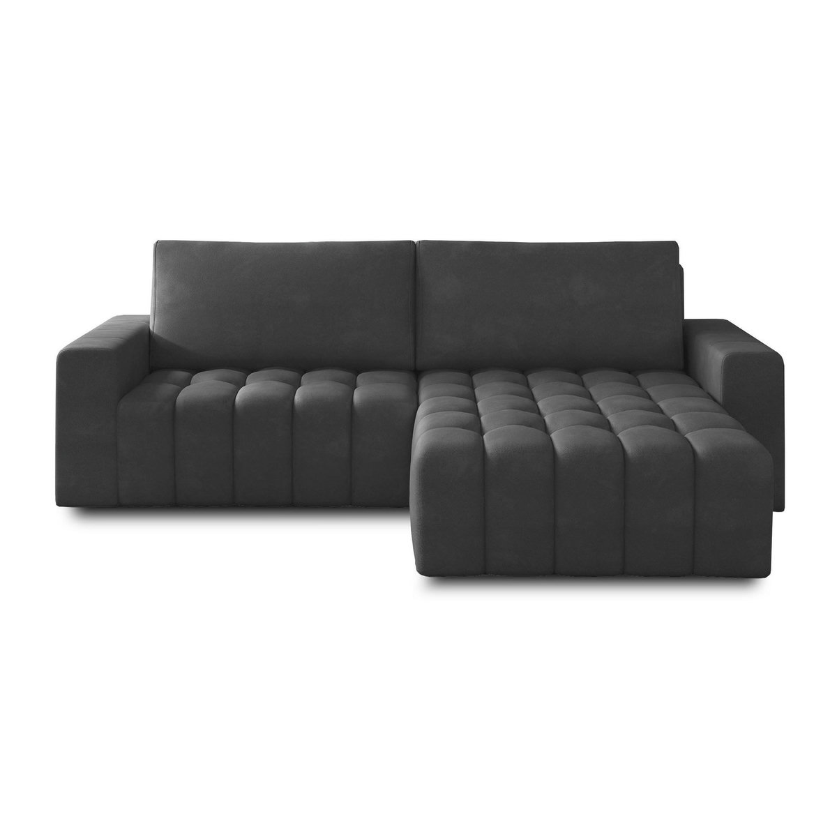 BEST MOBILIER Cordova - canapé d'angle droit 4 places convertible avec coffre en velours