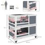 Voir la diapositive 3 : PAWHUT Clapier cage lapin sur roulettes - 2 niveaux, 2 plateaux, 3 portes, rampes - bois sapin gris blanc