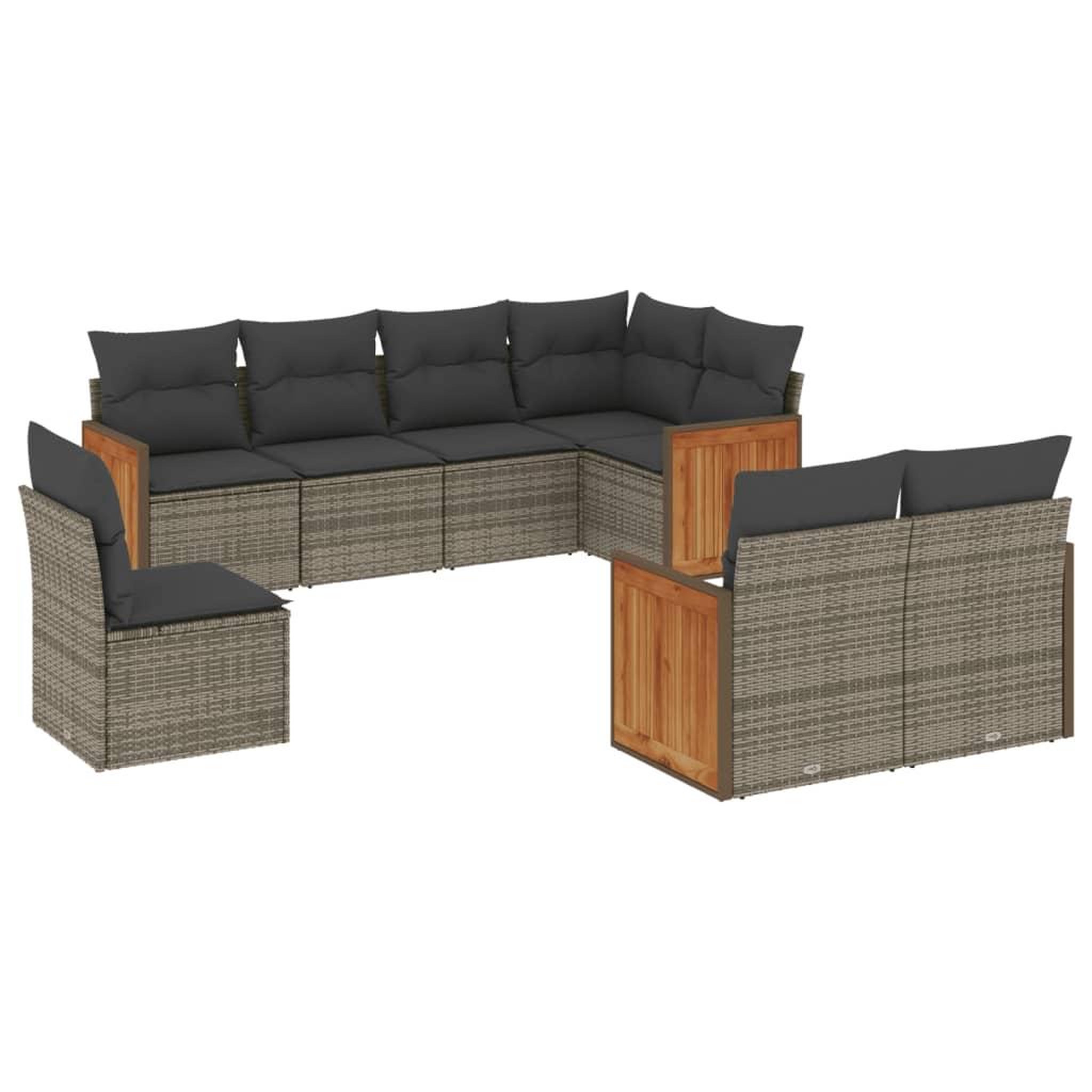 Voir la diapositive 2 : VIDAXL Salon de jardin 8 pcs avec coussins gris resine tressee