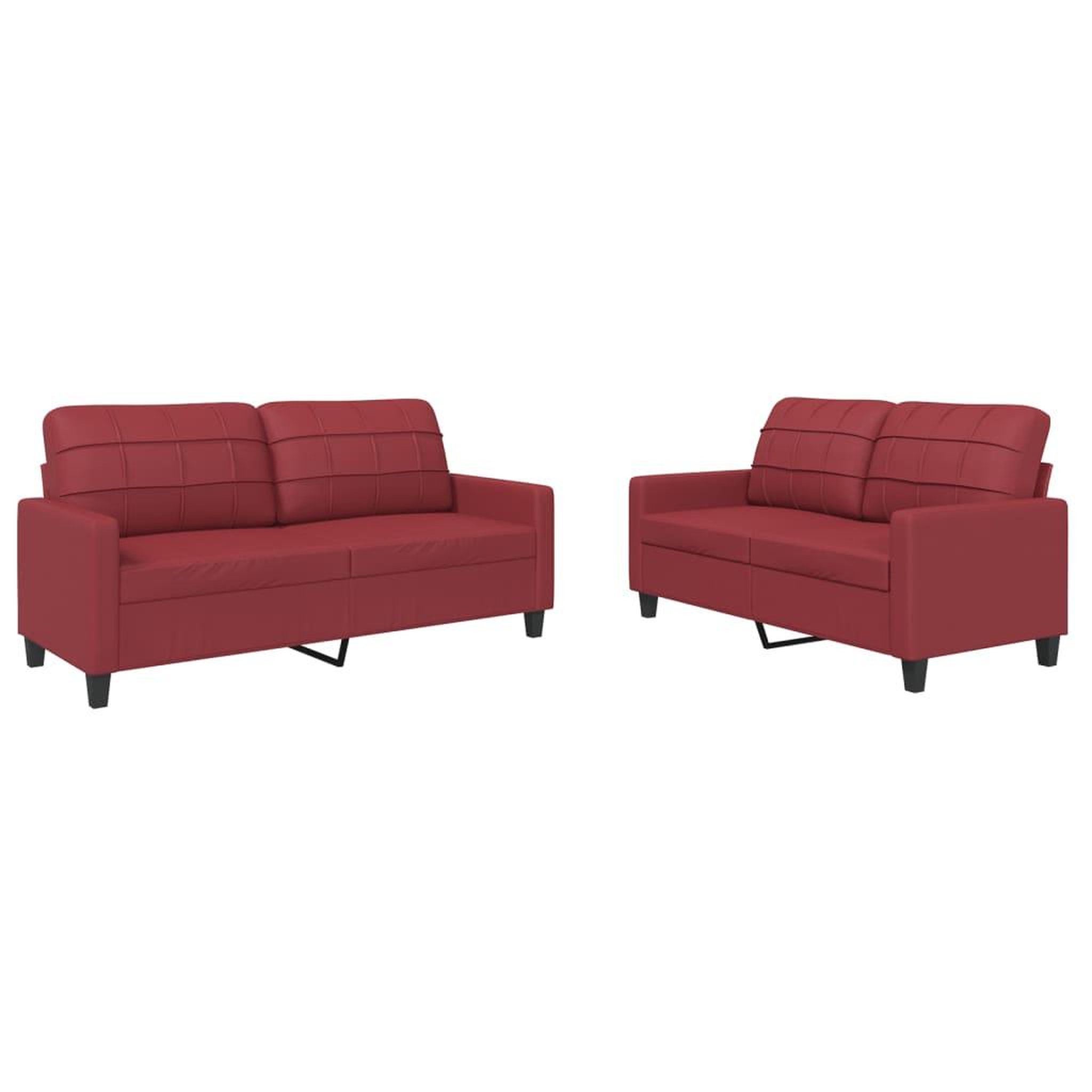 Voir la diapositive 2 : VIDAXL Ensemble de canapes 2 pcs et coussins Rouge bordeaux Similicuir