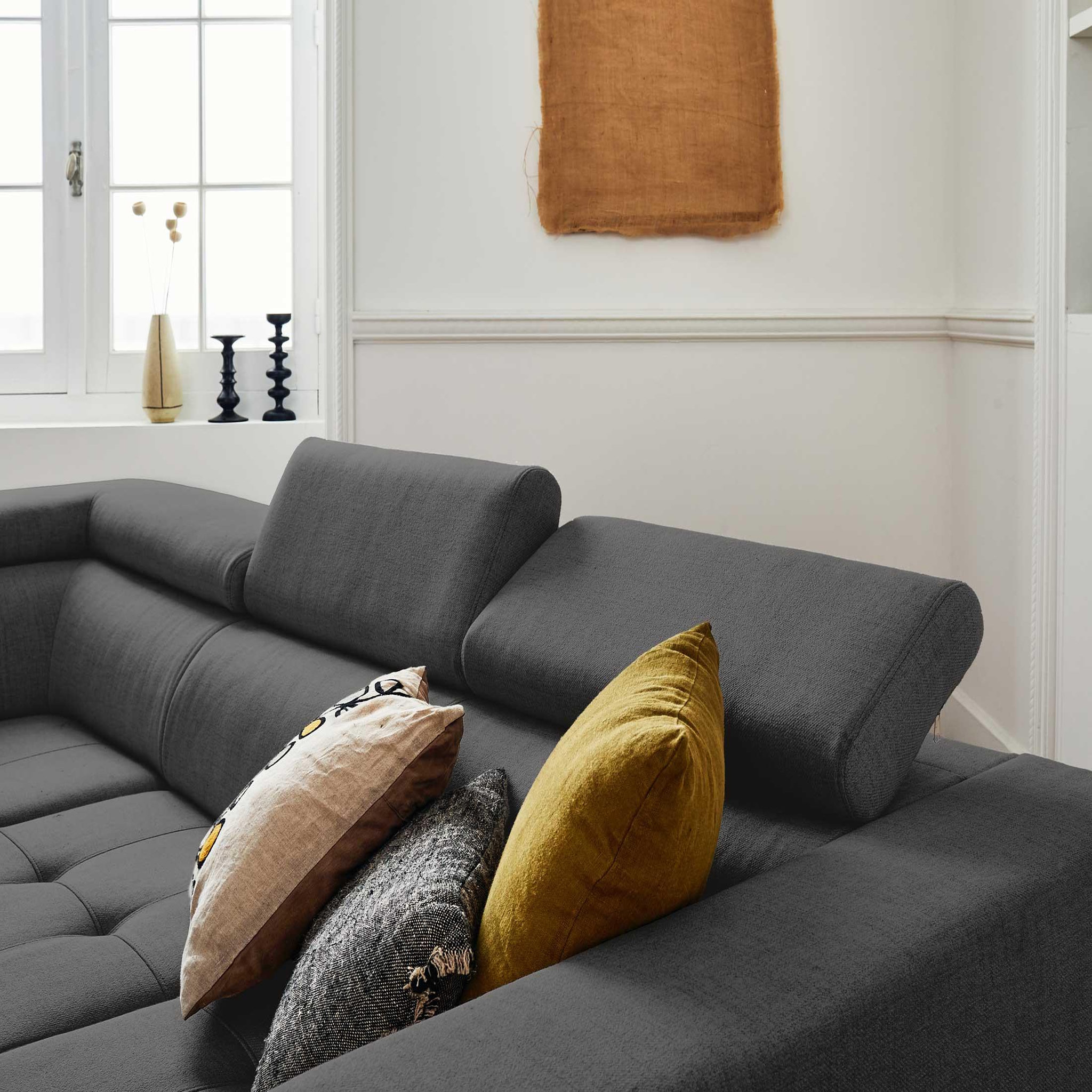Voir la diapositive 4 : LISA DESIGN Olinda - canapé d'angle gauche - 5 places - convertible avec coffre et têtières réglables - en tissu