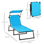 Voir la diapositive 3 : OUTSUNNY Bain de soleil transat pliable grand confort dossier pare-soleil réglables multi-positions alu. textilène bleu