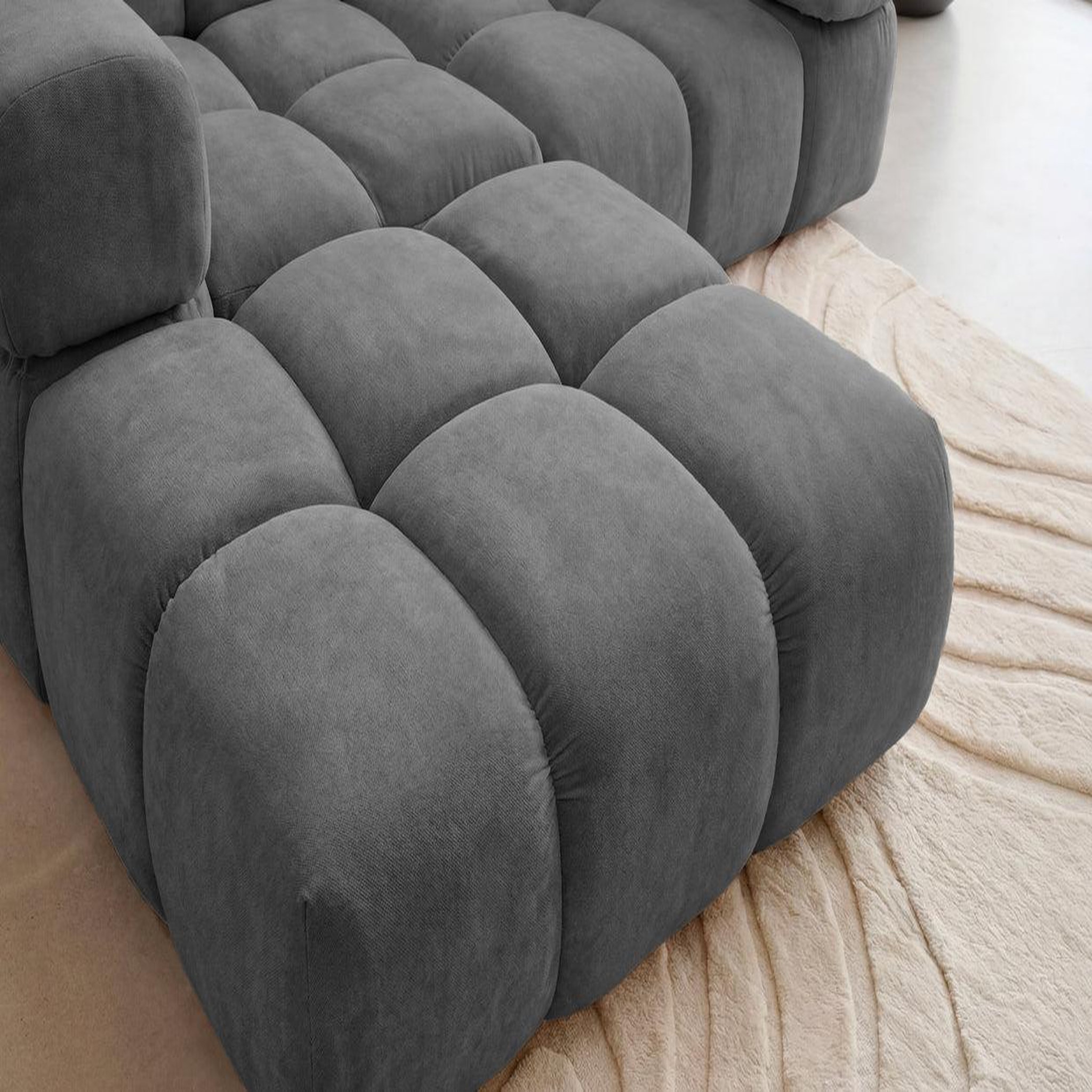 Voir la diapositive 4 : CASANOVA PARIS Gustave - canapé d'angle tissu velours 4 places