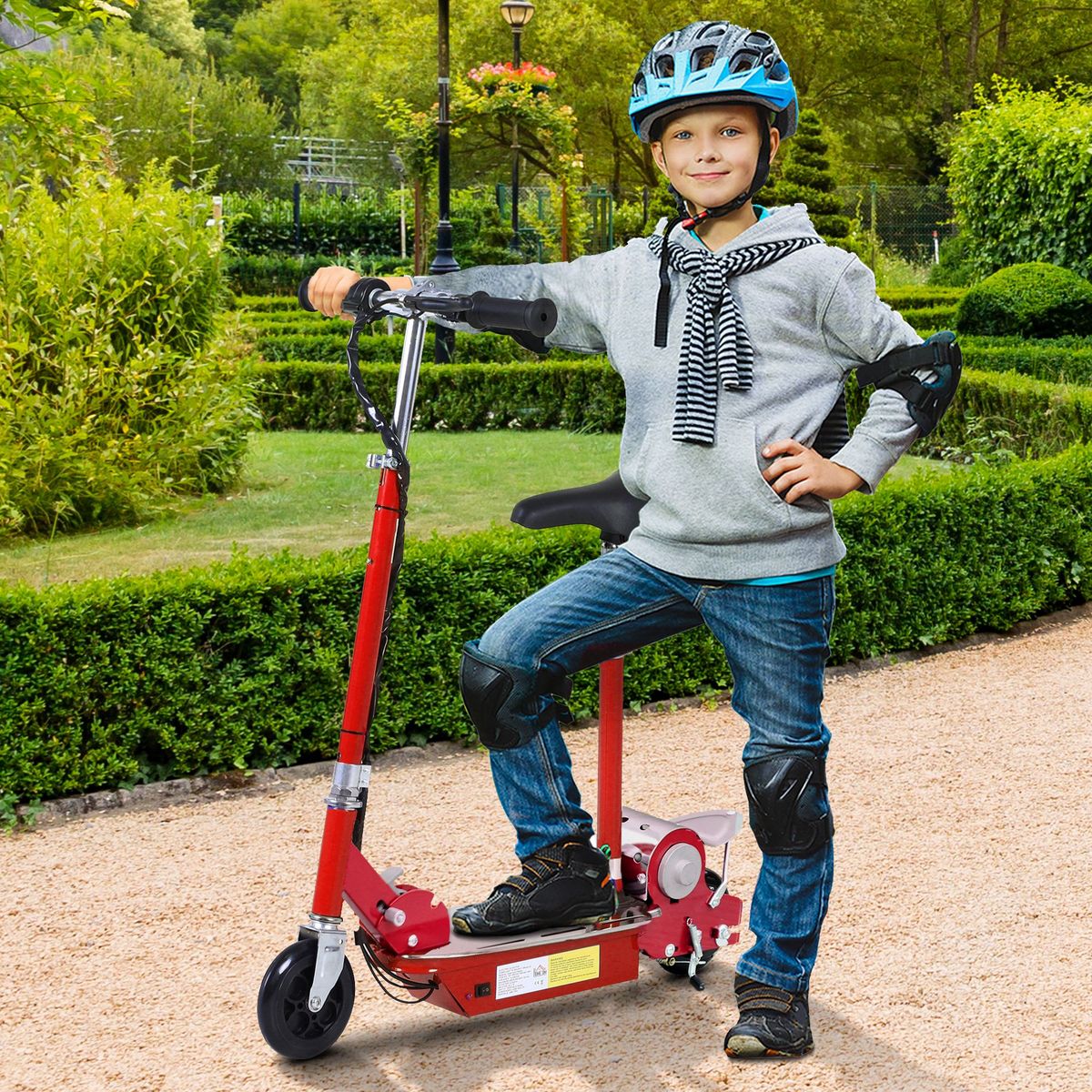 HOMCOM Trottinette électrique 120 W pliable pour enfant de 7 à 12 ans hauteur guidon et selle réglable 10 Km/h max. rouge