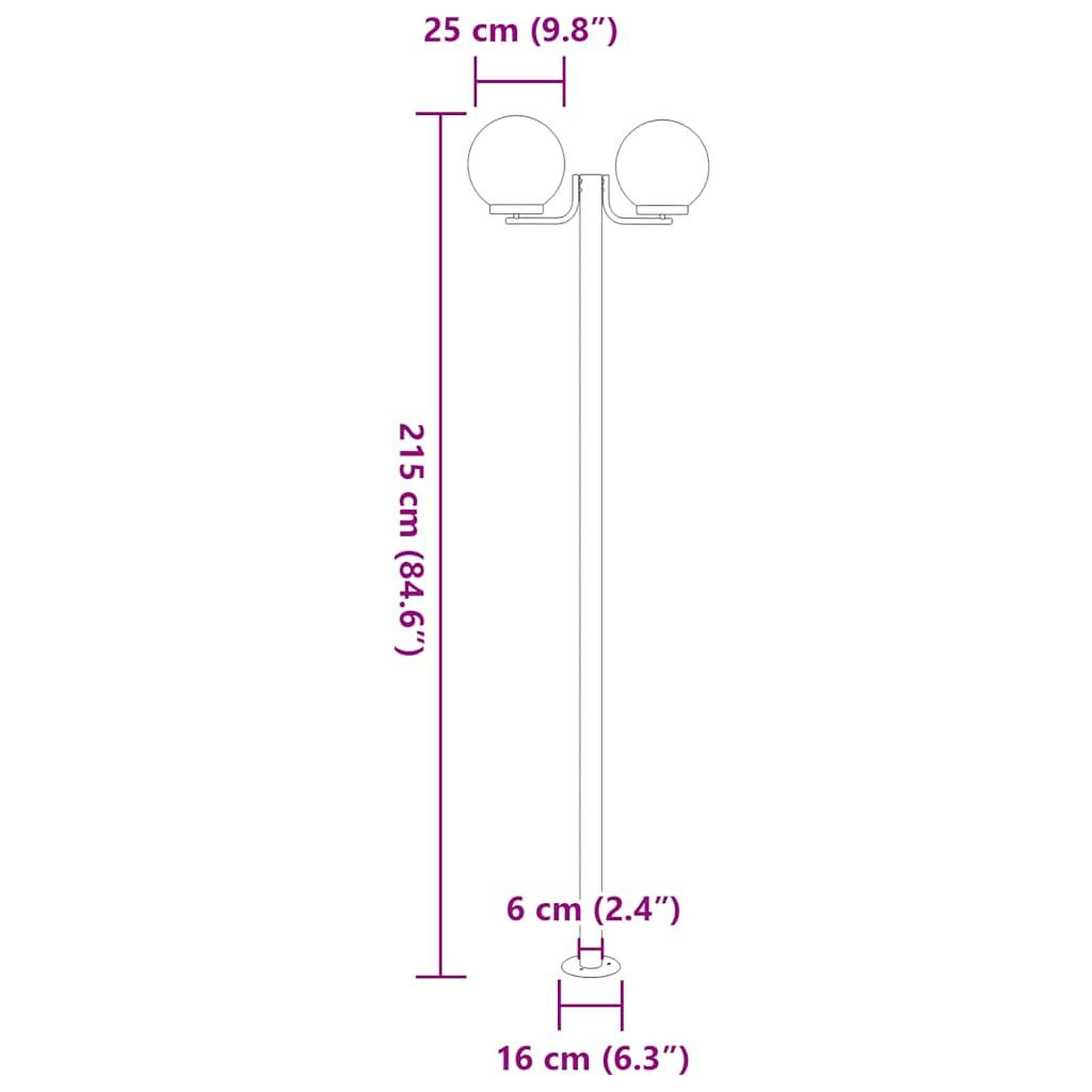 Voir la diapositive 6 : VIDAXL Lampadaires d'exterieur 3 pcs argente 215 cm acier inoxydable