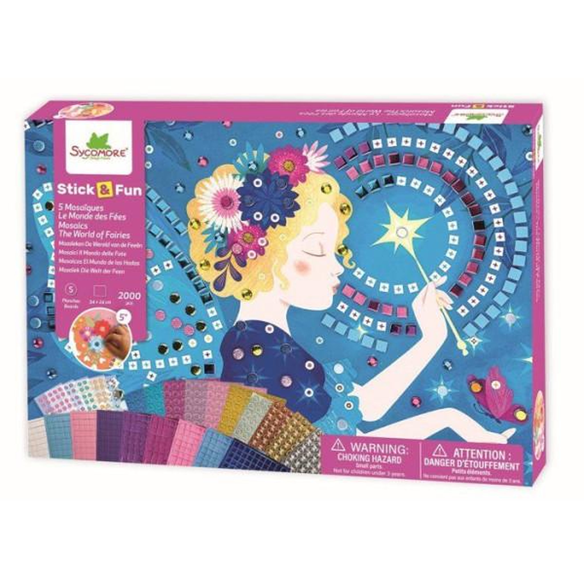 SYCOMORE Activité mosaiques XL - SYCOMORE - Stick'n Fun Le Monde des Fées - 5 tableaux - Plus de 2000 éléments