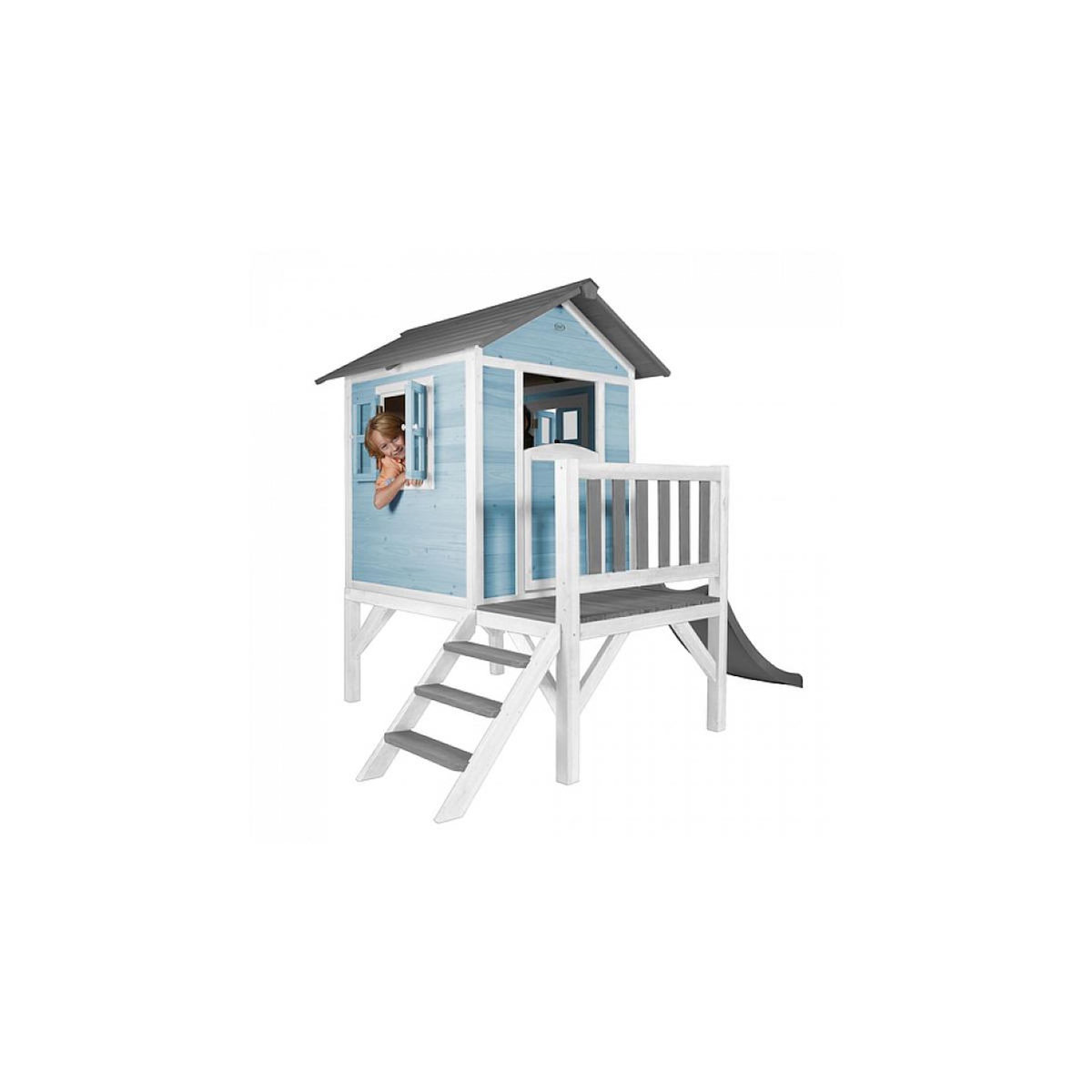 Axi House AXI Beach Lodge XL Maisonnette Caribbean Bleu Toboggan Gris