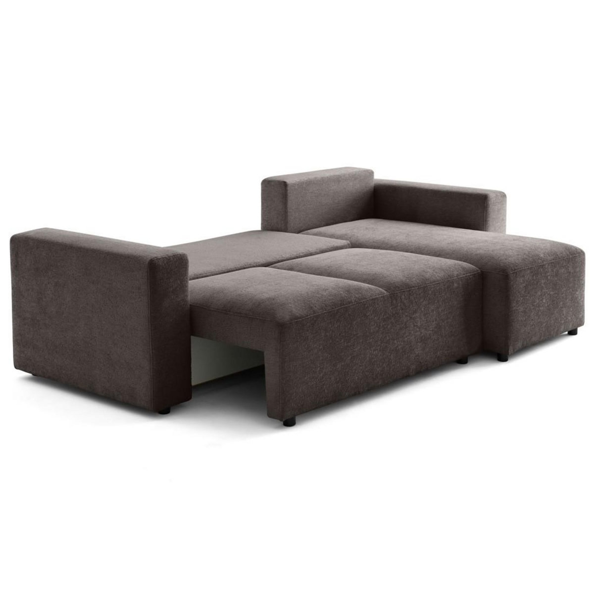 LISA DESIGN Livy - canapé d'angle réversible 4 places convertible avec coffre en velours texturé