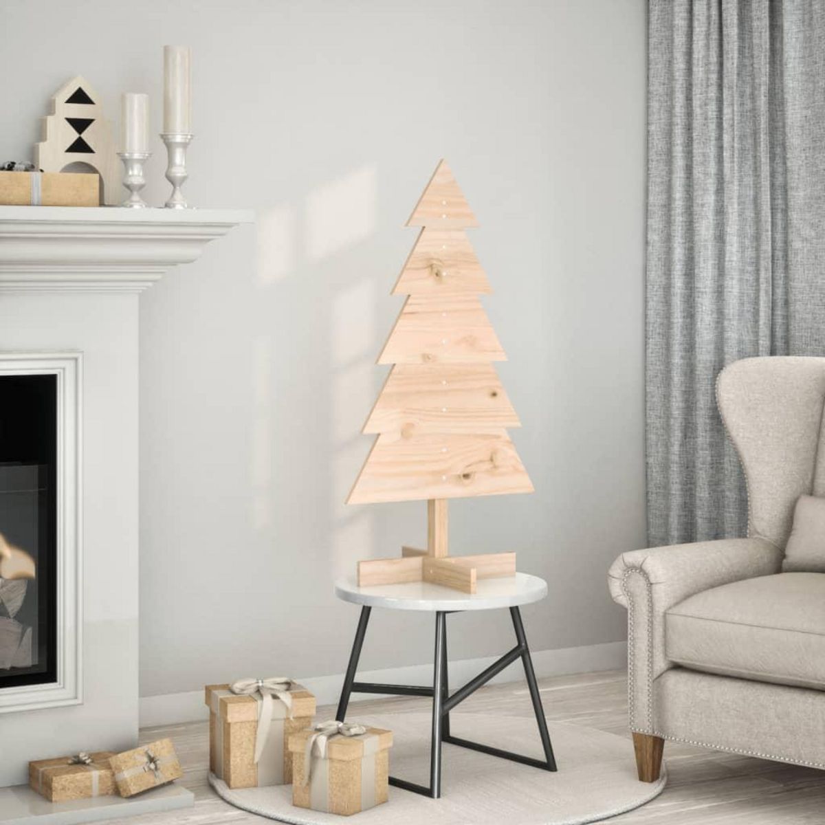 VIDAXL Arbre de Noël en bois pour decoration 100 cm bois massif de pin