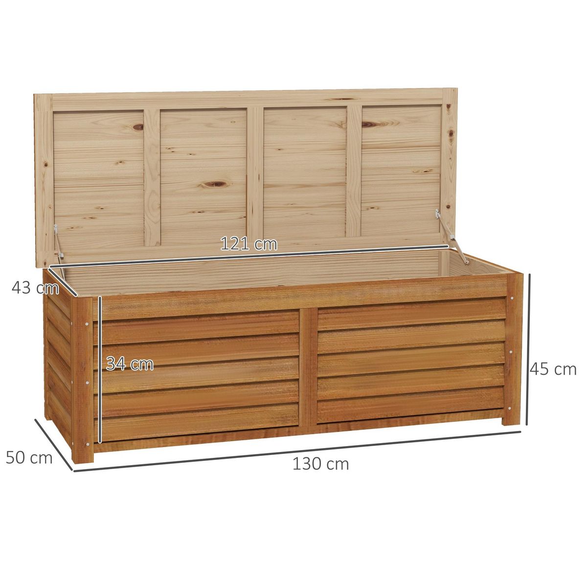 OUTSUNNY Coffre de rangement extérieur 176L - dim. 130L x 50l x 45H cm - poignée - bois marron
