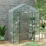 Voir la diapositive 2 : OUTSUNNY Serre de jardin balcon terrasse 8 étagères dim. 143L x 73l x 195H cm acier PVC imperméable anti-UV transparent vert