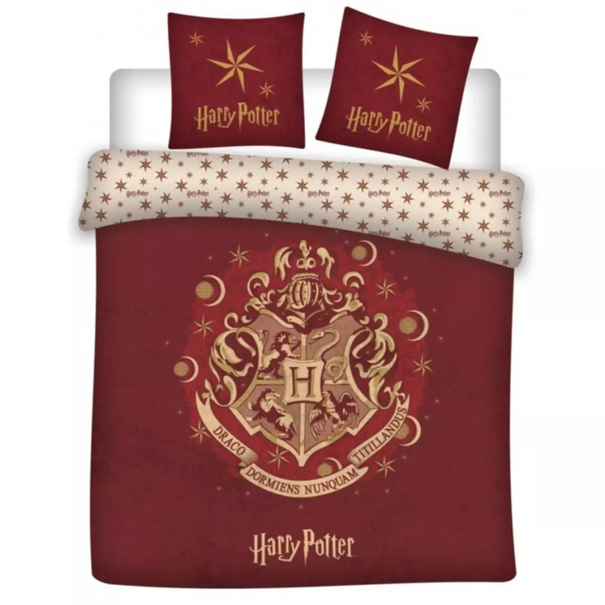 HARRY POTTER Harry Potter - Parure de lit enfant double Blasons Poudlard - Housse de couette 200x200 cm 2 Taies 63x63 cm