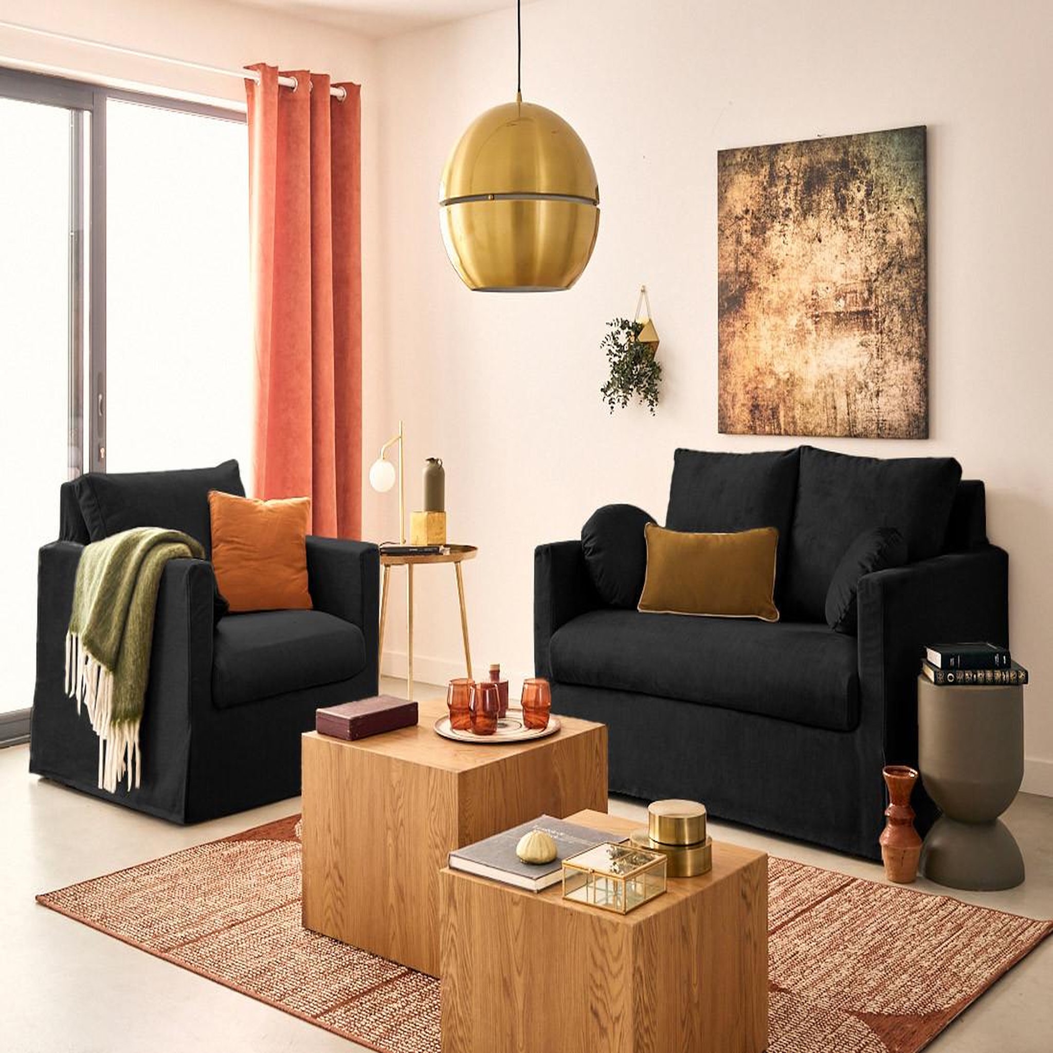 Voir la diapositive 2 : LISA DESIGN Serena - canapé droit déhoussable 2 places en velours