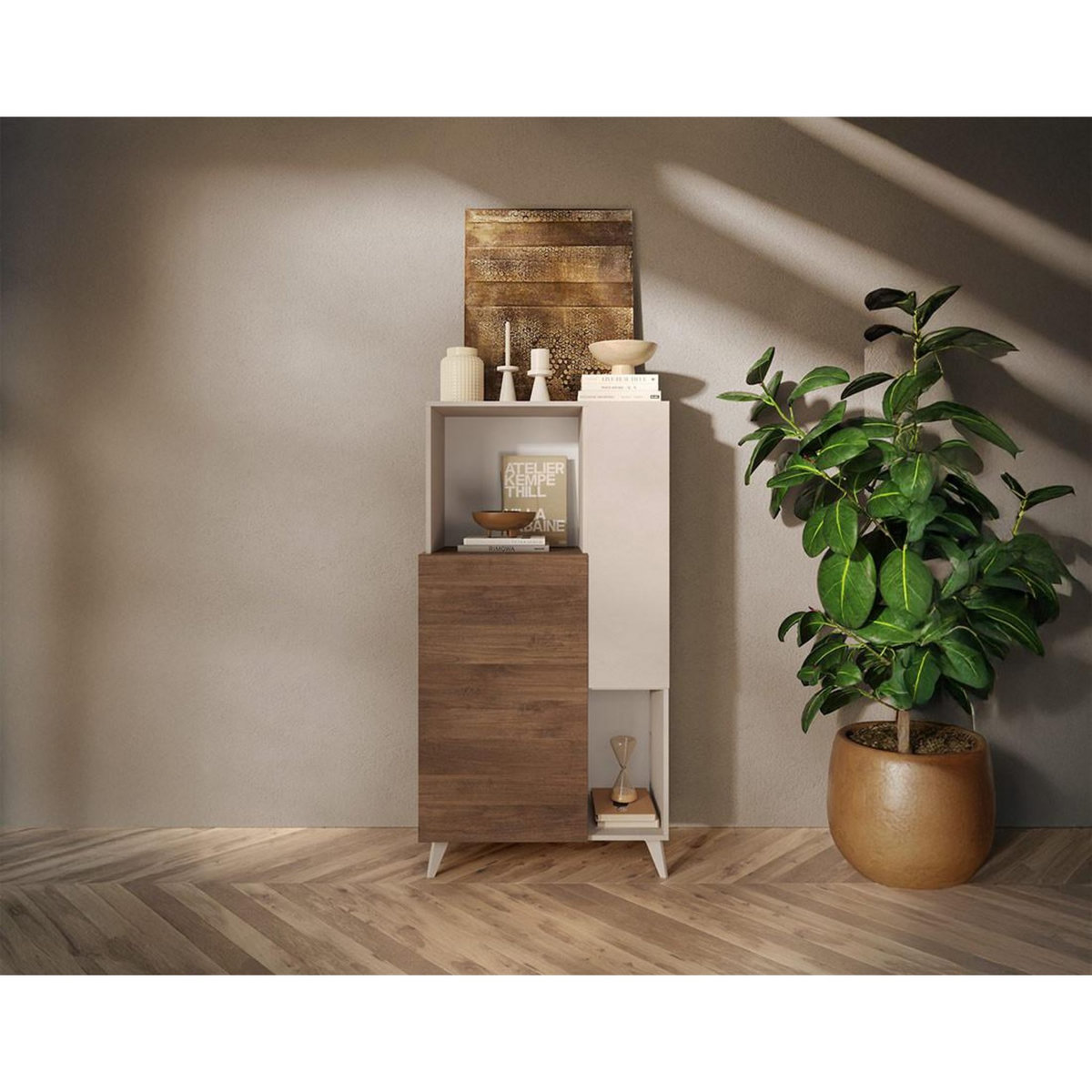 BEST MOBILIER Estelle - buffet haut - 2 portes - 81x154 cm
