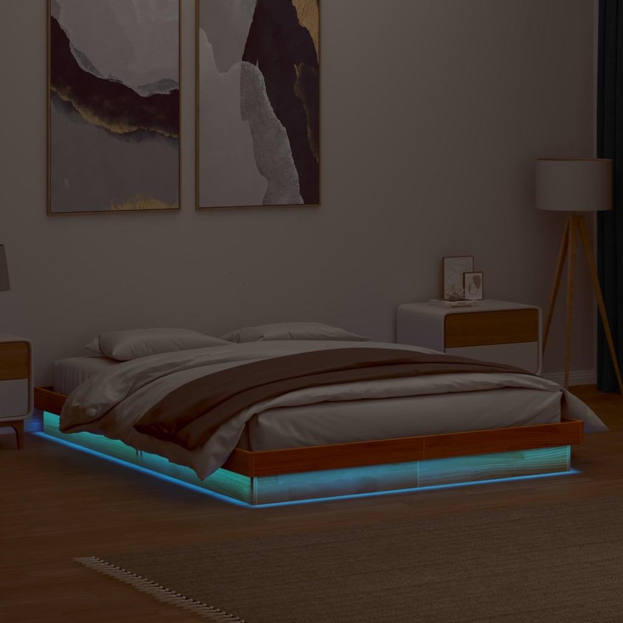 VIDAXL Cadre de lit a LED sans matelas 150x200 cm bois massif