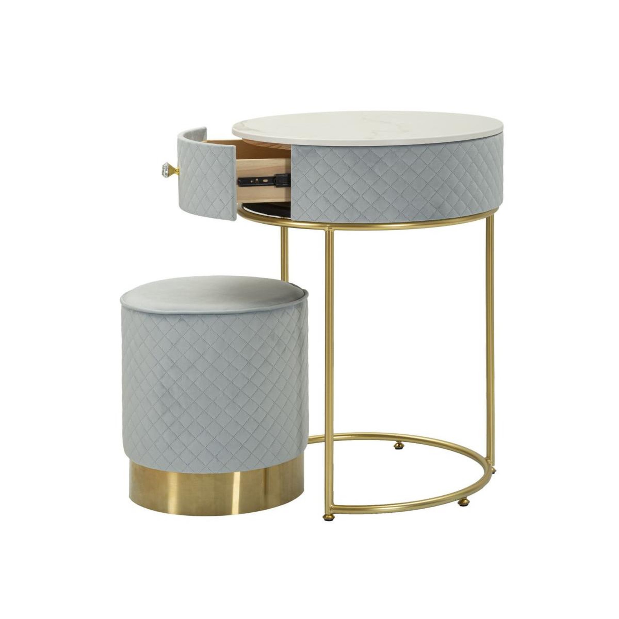 Voir la diapositive 3 : Paris Prix Coiffeuse d'appoint design  vellit  70cm bleu clair & or
