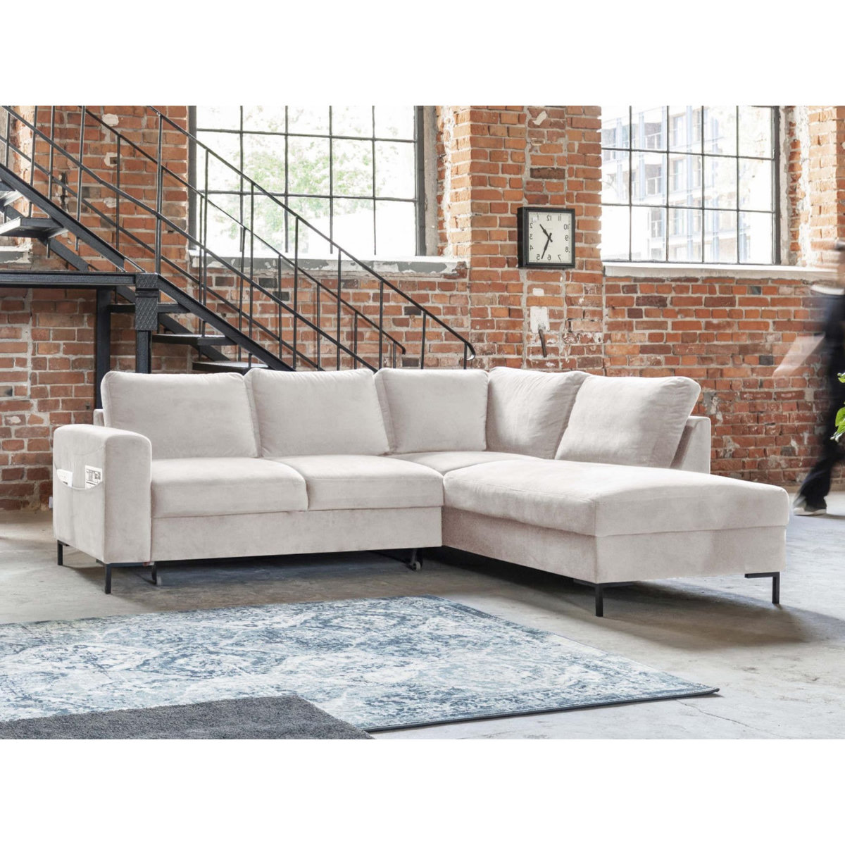 BEST MOBILIER Lilly - canapé d'angle droit - 5 places - convertible - en velours