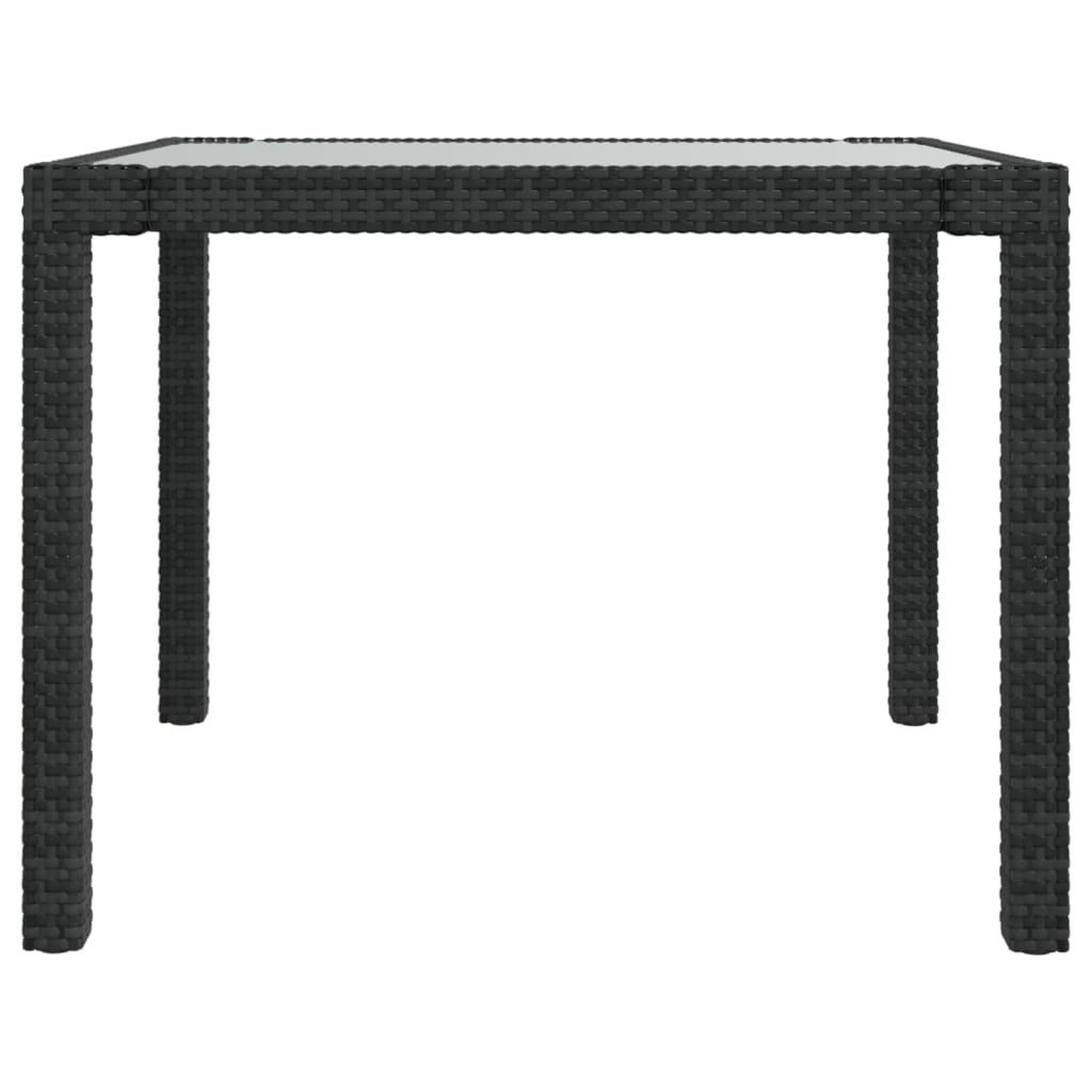 Voir la diapositive 4 : VIDAXL Table de jardin 90x90x75 cm Verre trempe et resine tressee Noir
