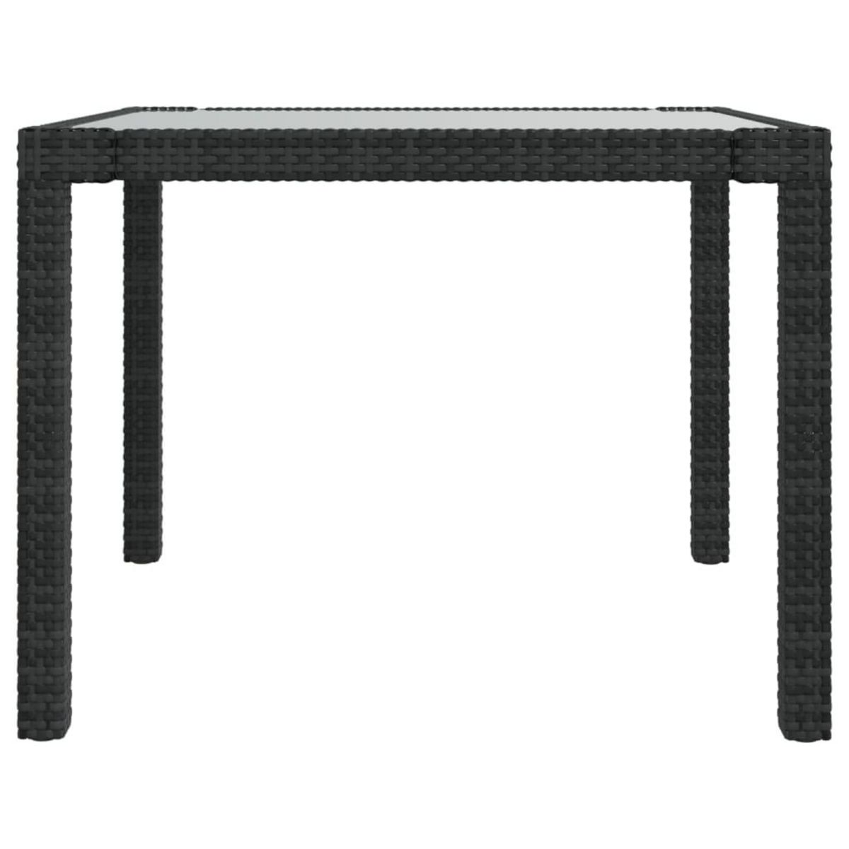 VIDAXL Table de jardin 90x90x75 cm Verre trempe et resine tressee Noir