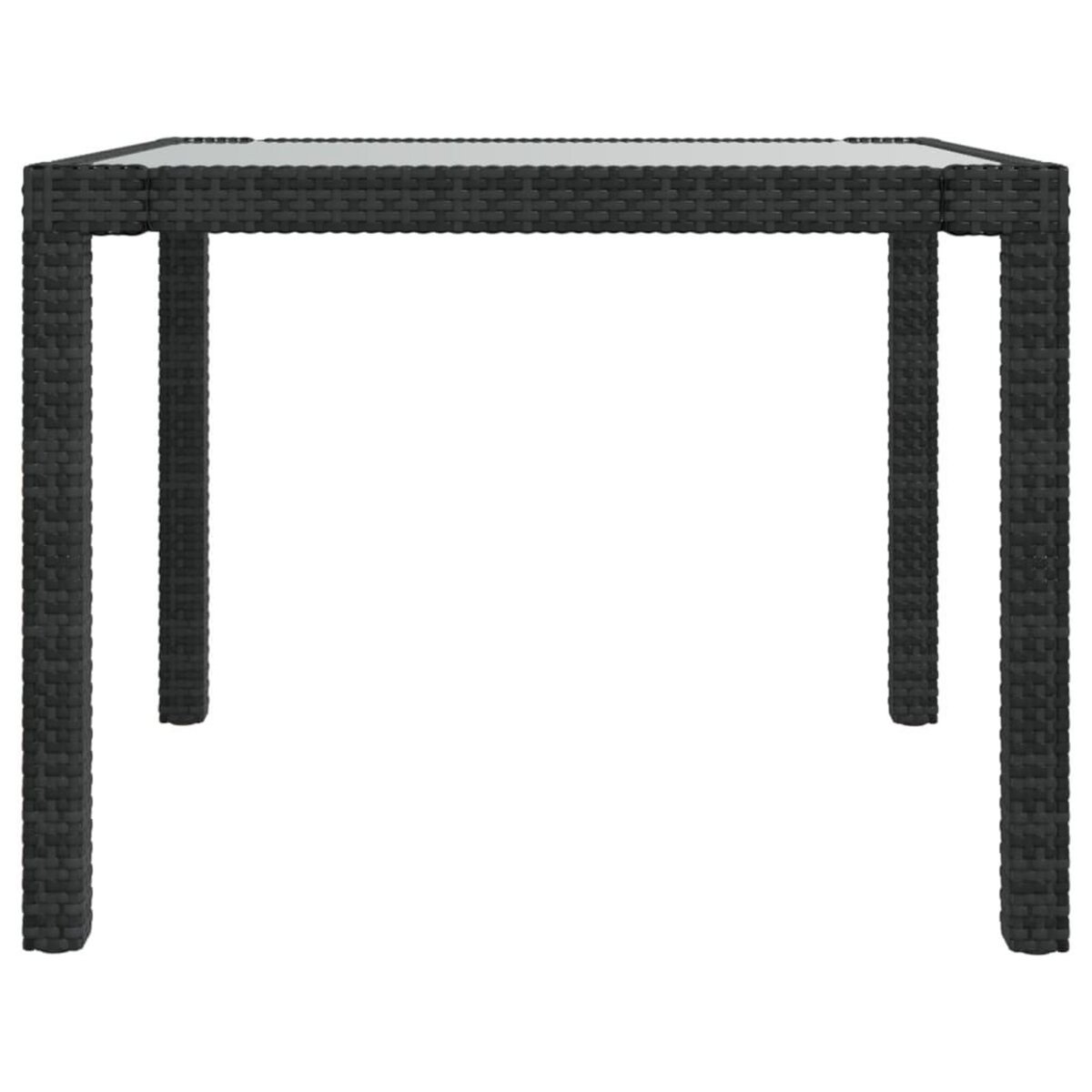 VIDAXL Table de jardin 90x90x75 cm Verre trempe et resine tressee Noir