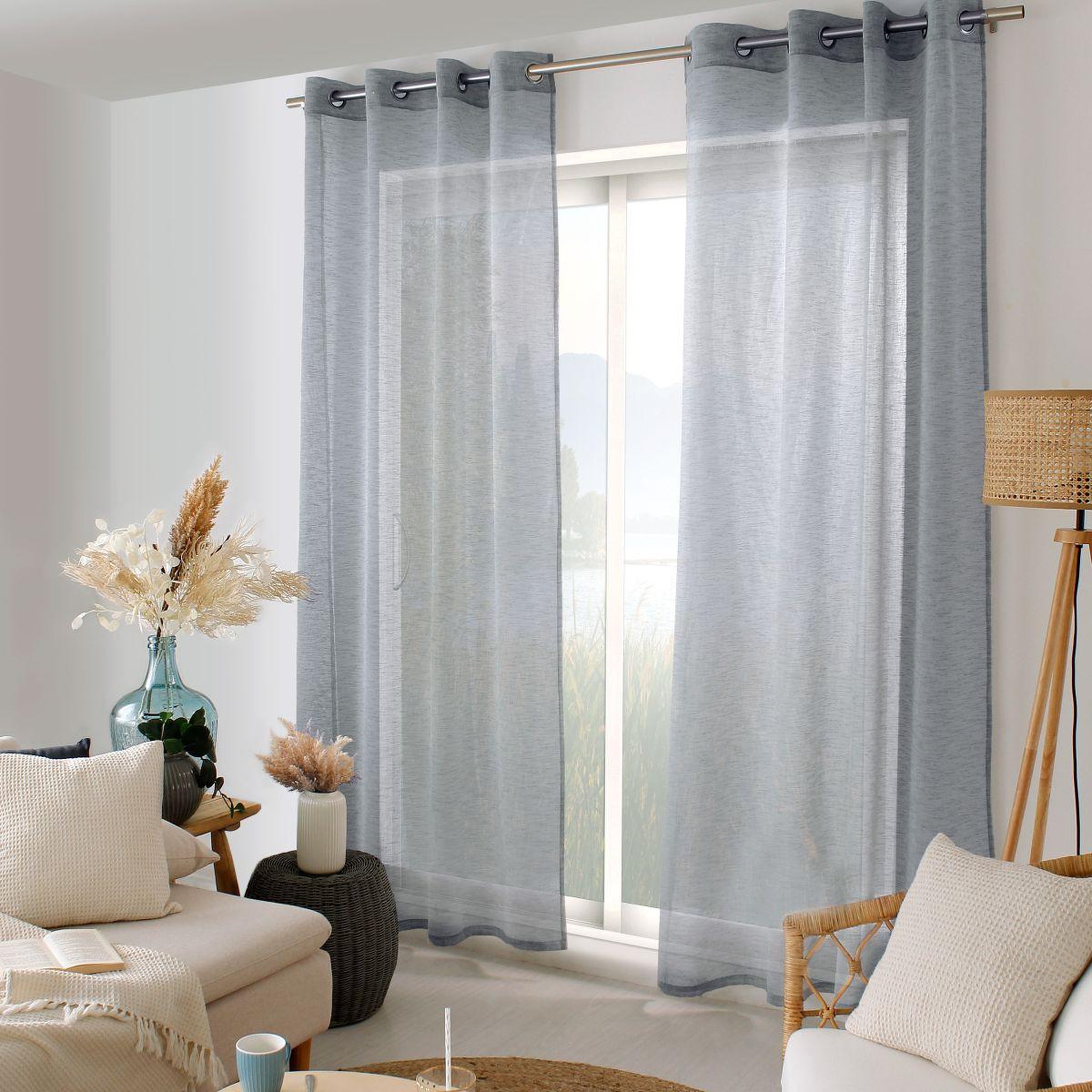 ENJOY HOME Rideau voilage effet lin  maya  140x240cm bleu marine