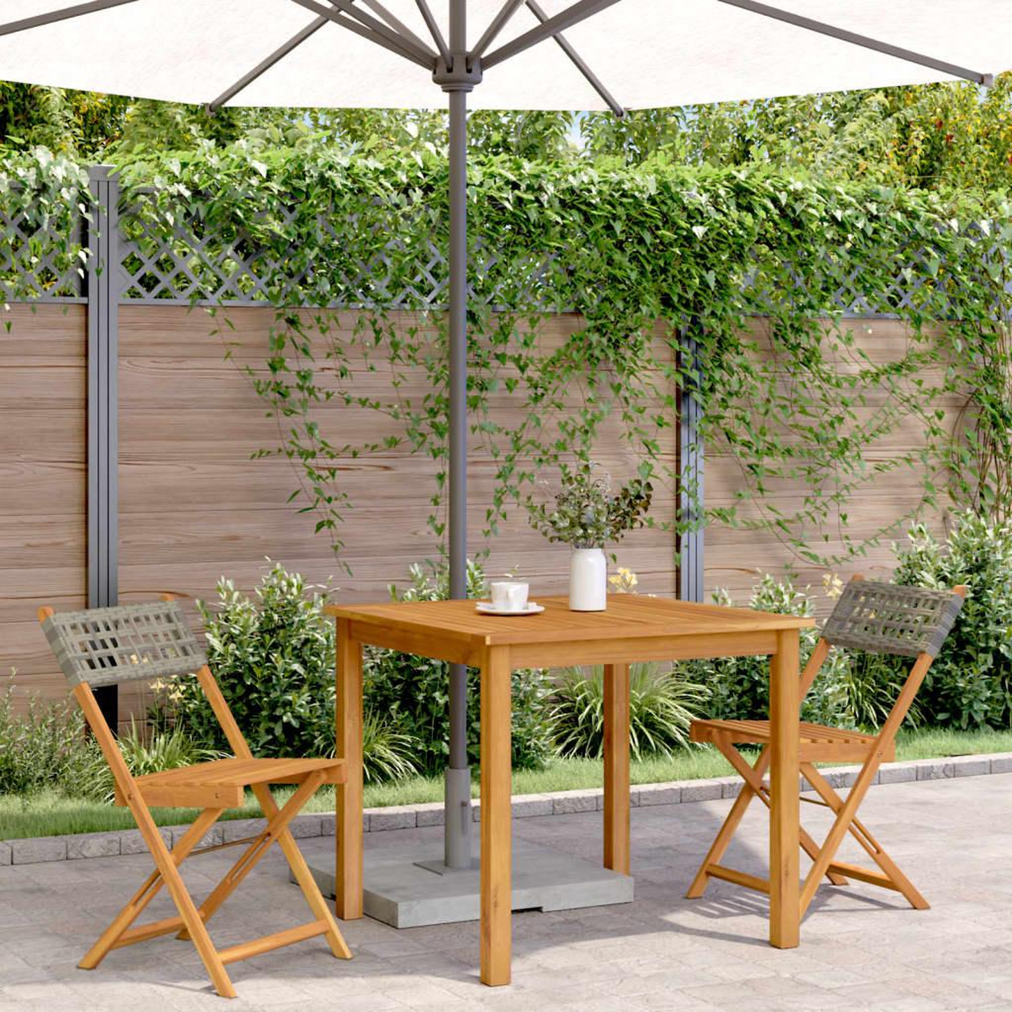 Voir la diapositive 3 : VIDAXL Chaises de bistrot lot de 2 gris bois massif d'acacia et rotin