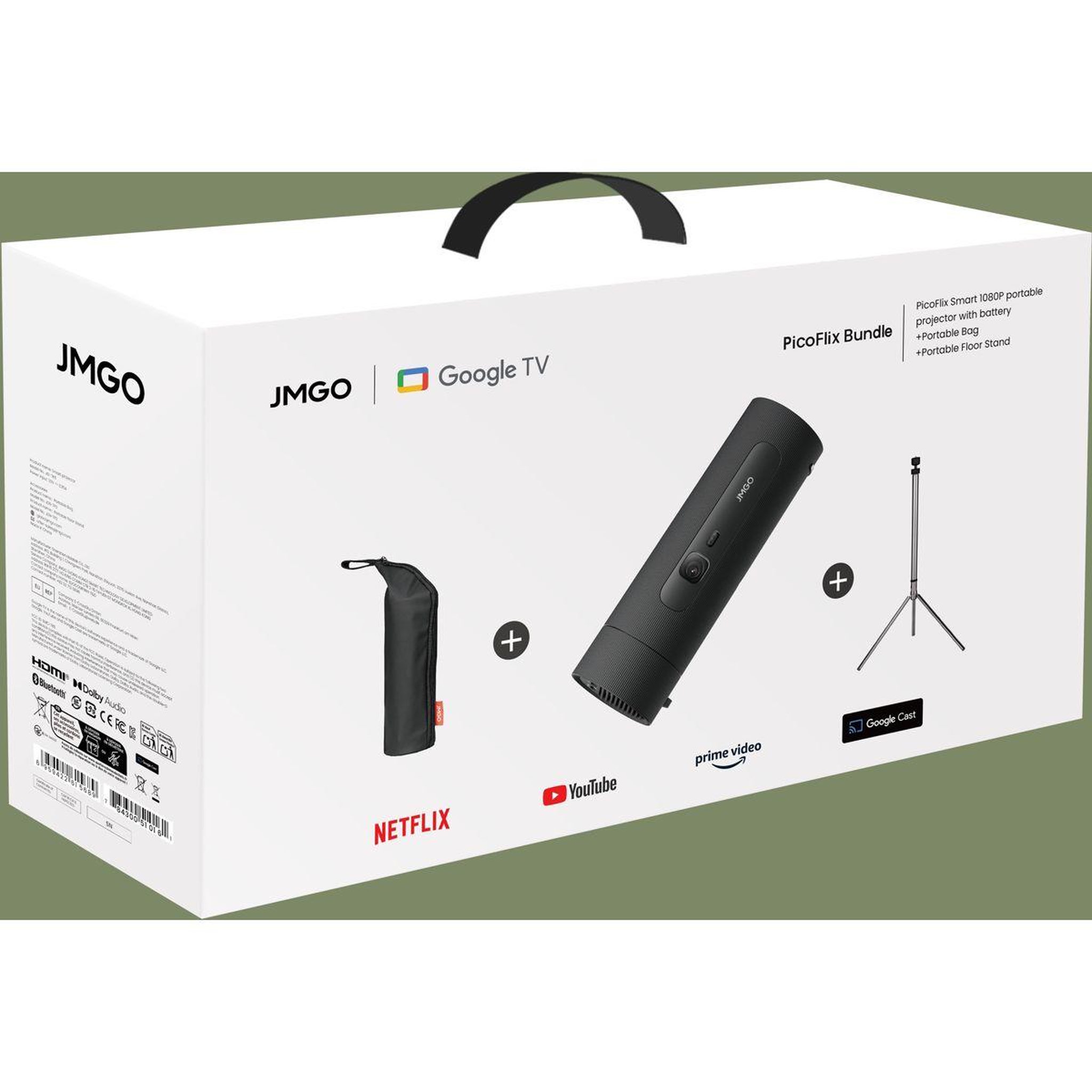 Voir la diapositive 4 : JMGO Vidéoprojecteur home cinéma picoflix - sacoche - trépied