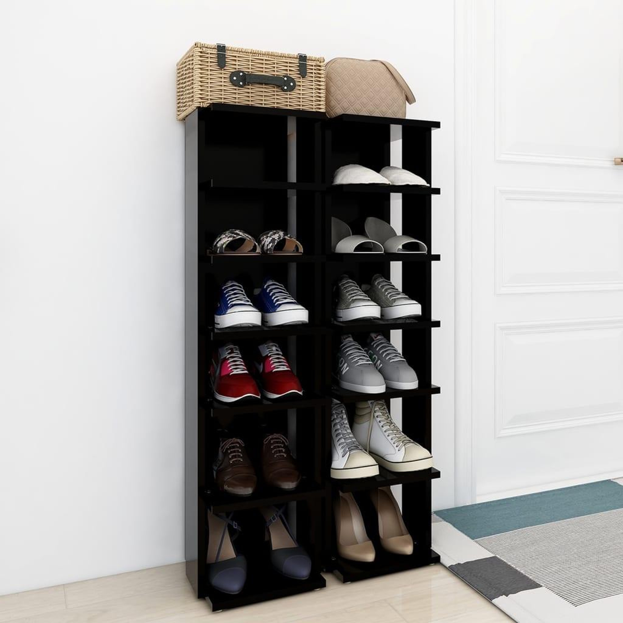 Voir la diapositive 3 : VIDAXL Armoires a chaussures 2 pcs Noir 27,5x27x102 cm