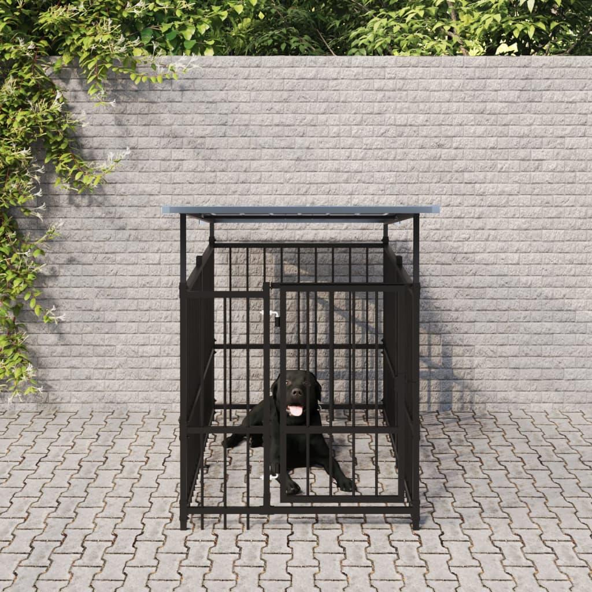 VIDAXL Chenil d'exterieur avec toit pour chiens Acier 1,88 m²