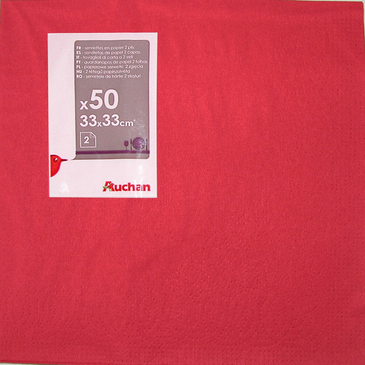 ACTUEL Lot de 50 serviettes carrées 2 plis 33 cm