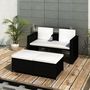 Voir la diapositive 1 : VIDAXL Salon de jardin 4 pcs avec coussins Resine tressee Noir