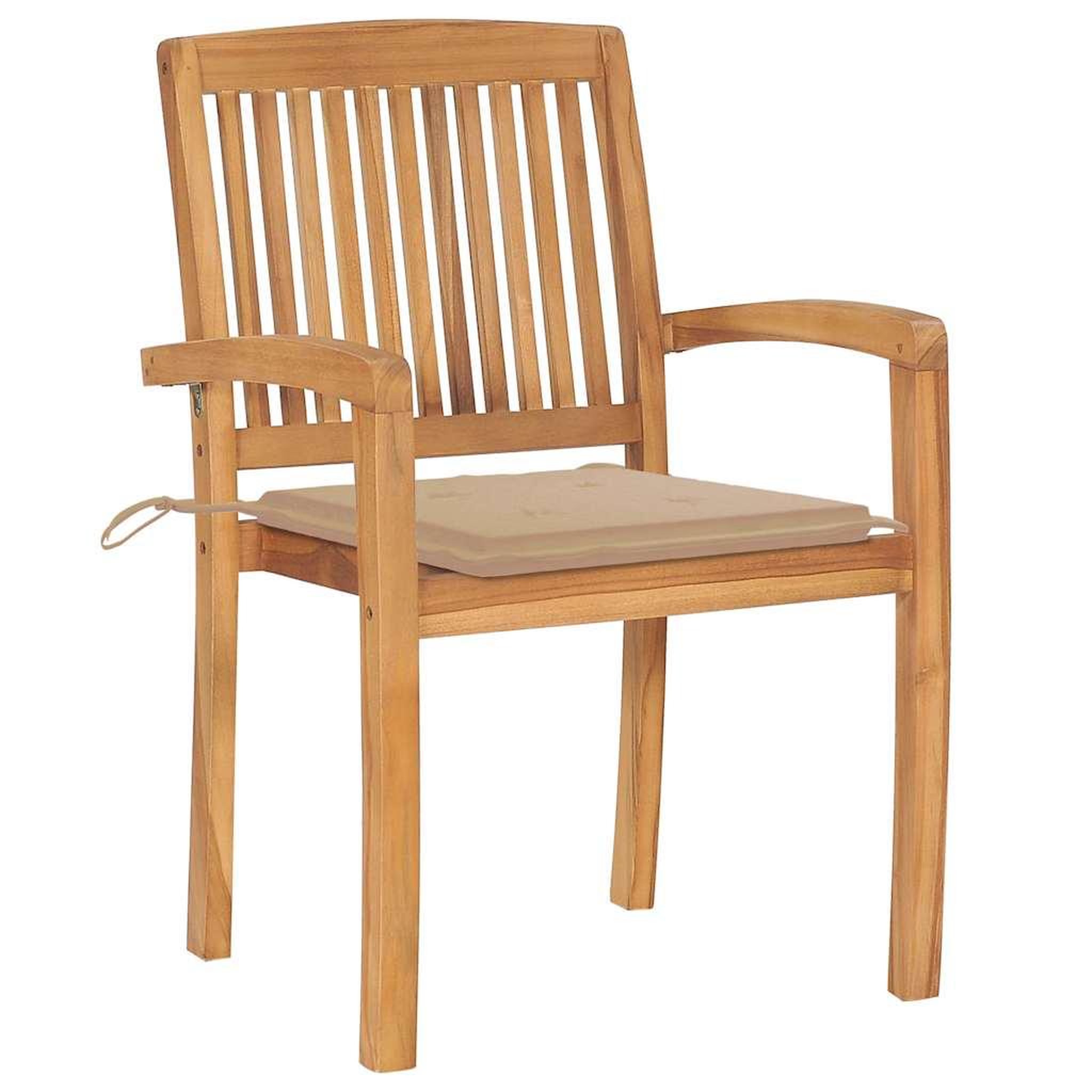 Voir la diapositive 2 : VIDAXL Chaises de jardin lot de 2 et coussins beige Bois teck massif