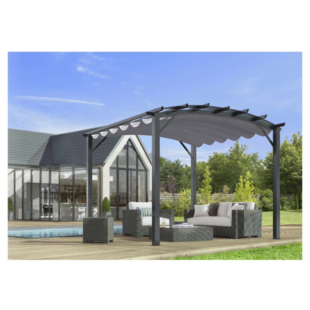 Hisense Pergola arche en acier 11.22 m² gris - per3433gn