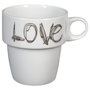 Voir la diapositive 2 : SECRET DE GOURMET Lot de 6 Mugs Avec Rack   Love  26cl Beige