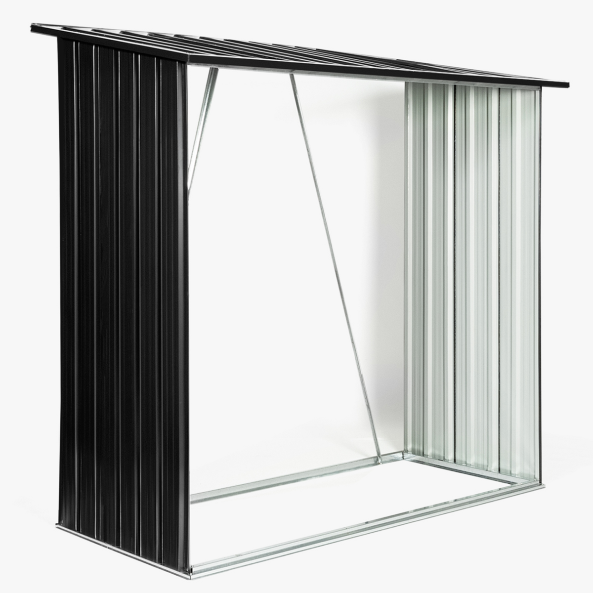 ID MARKET Abri de stockage 2 m³  gris en acier galvanisé pour bûches