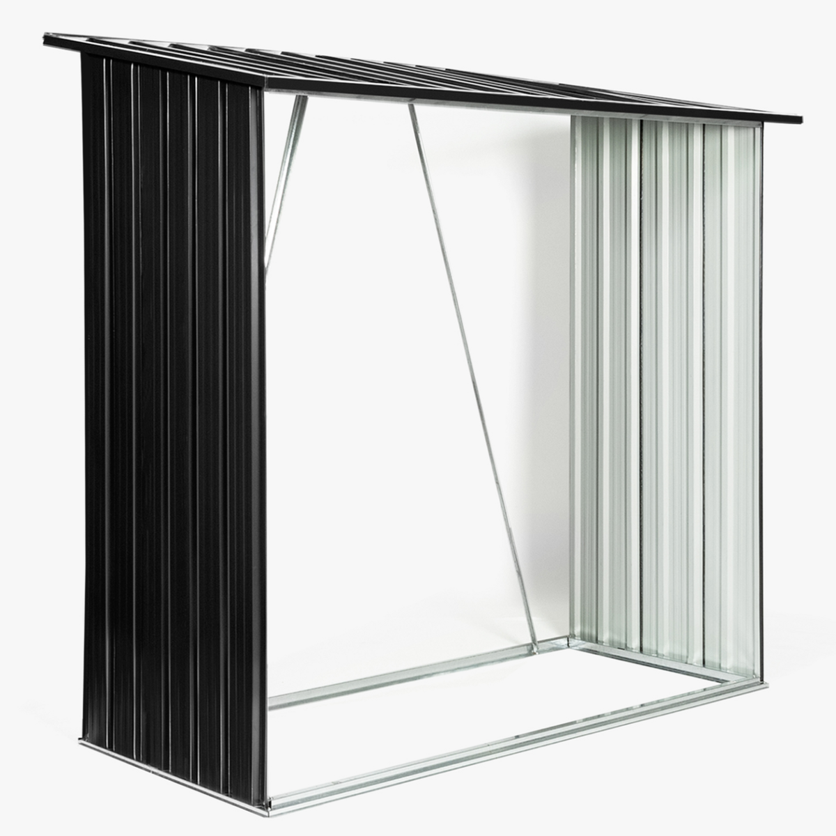 ID MARKET Abri de stockage 2 m³  gris en acier galvanisé pour bûches