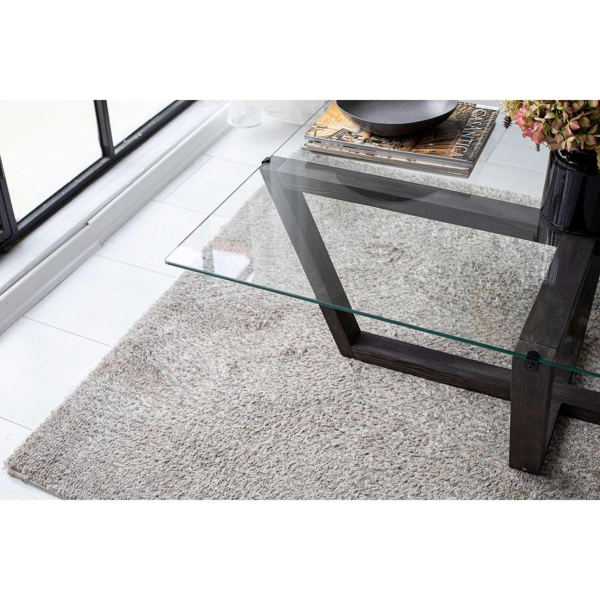 Voir la diapositive 4 : TOILINUX Table basse onyxale en verre et bois massif - transparent et gris foncé