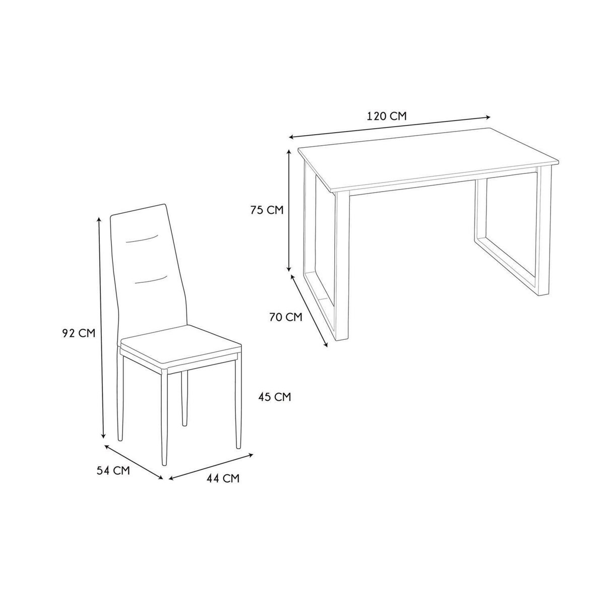 The Home Deco Factory Ensemble table à manger et 4 chaises tissu Jack