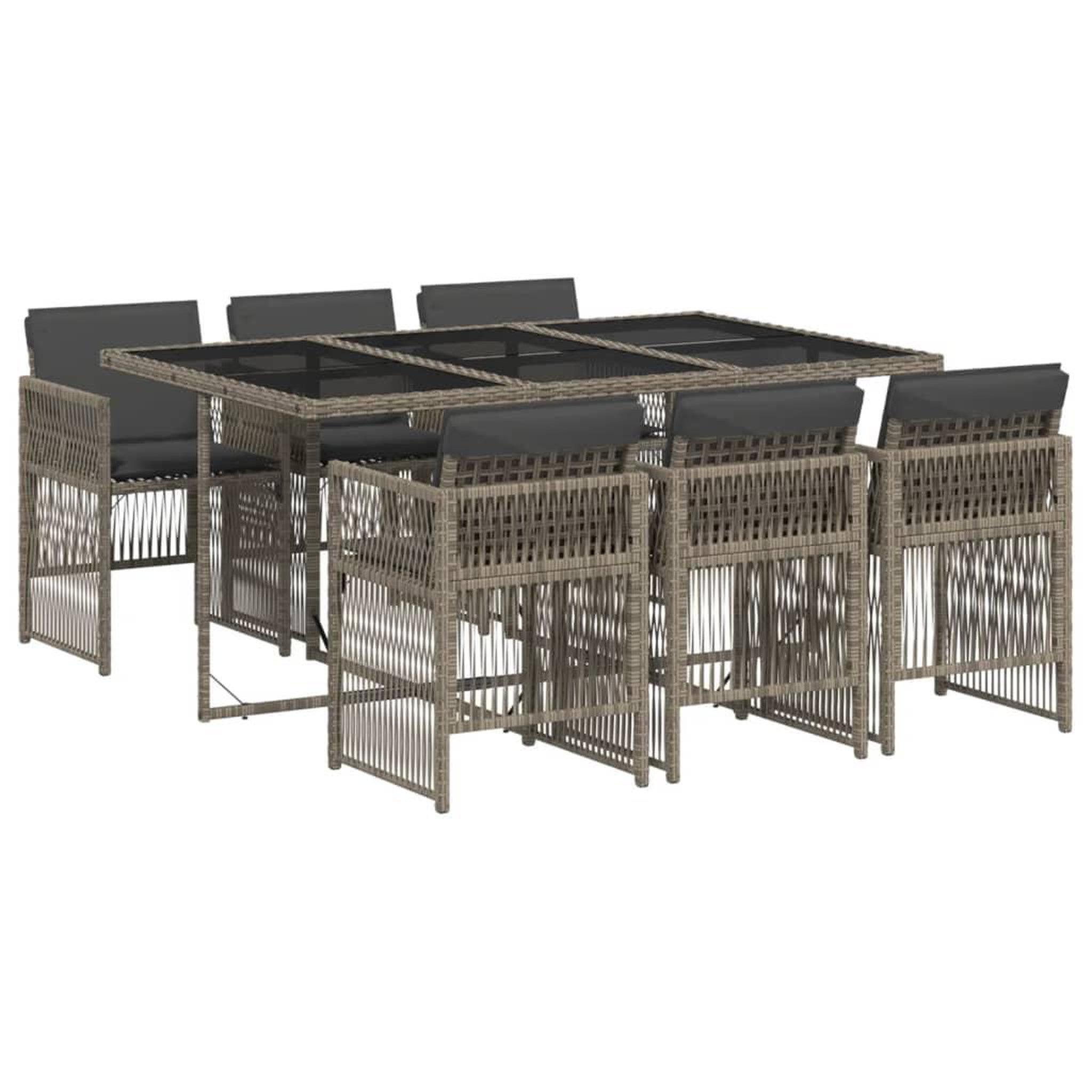 Voir la diapositive 2 : VIDAXL Ensemble a manger de jardin et coussins 7 pcs gris rotin